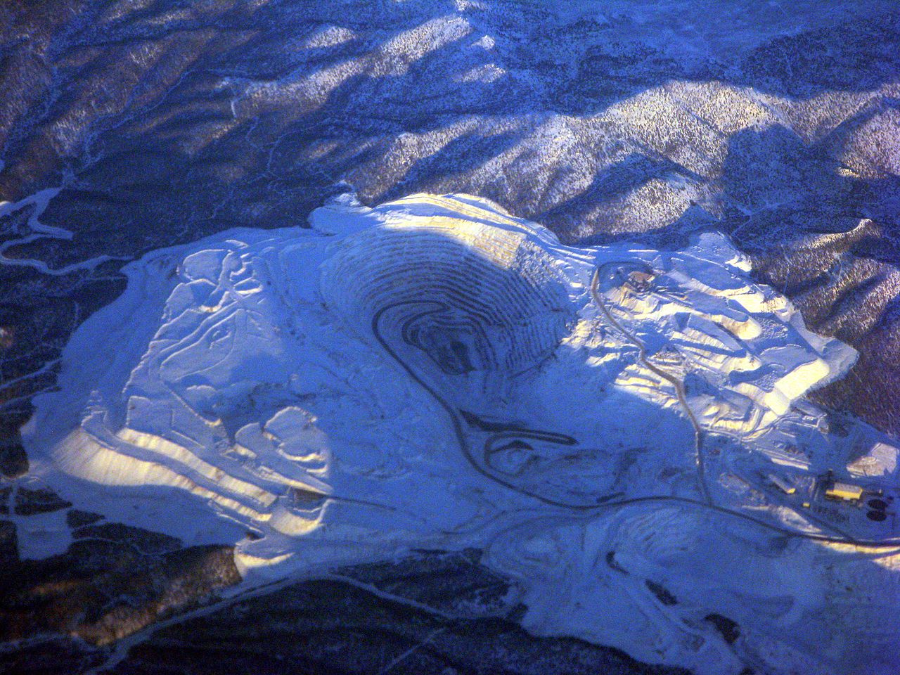 Aerial view of Robinson Mine from winter 2019.